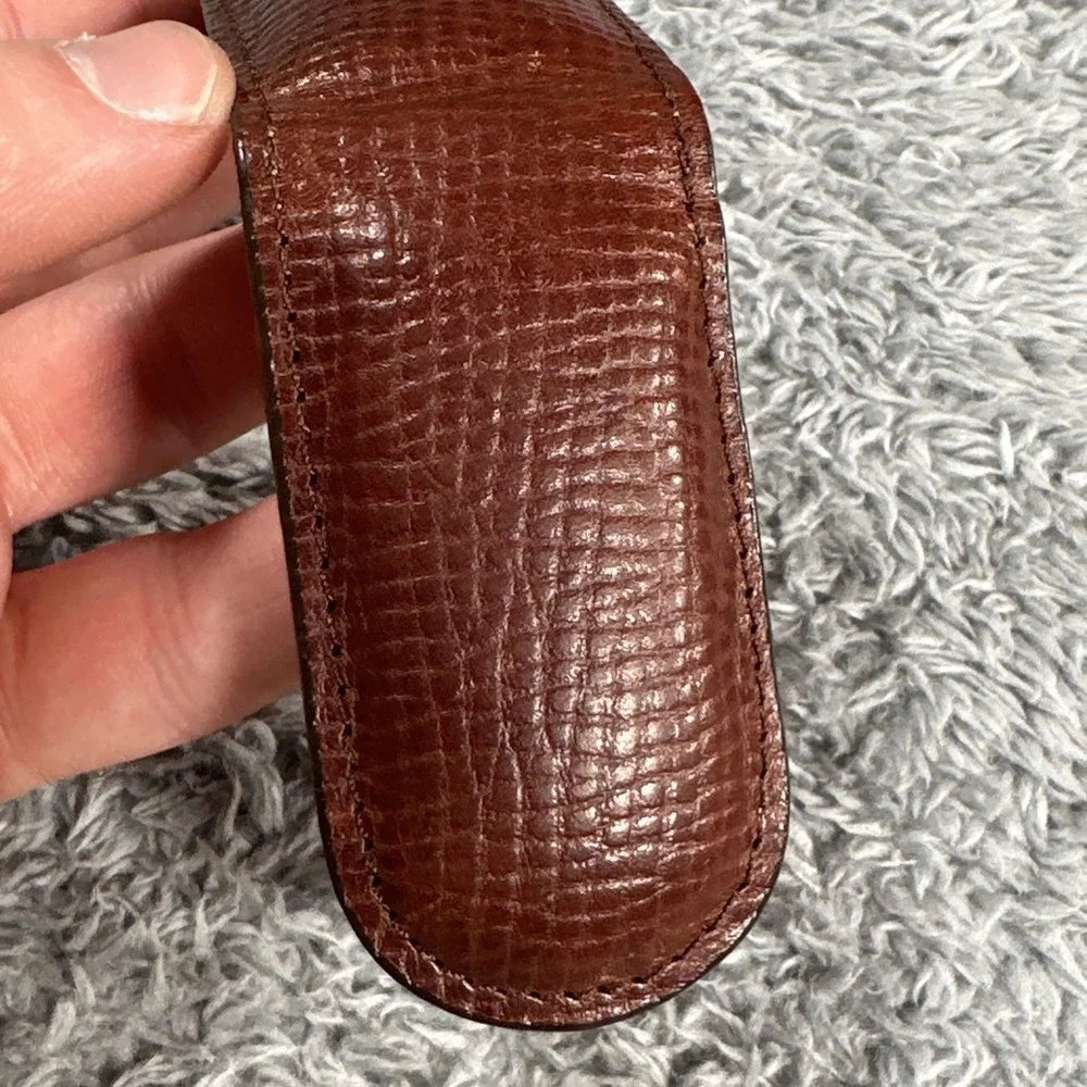 Fossil Genuine Leather Magnetic Money Clip Brown Pebbled Authentic EDC